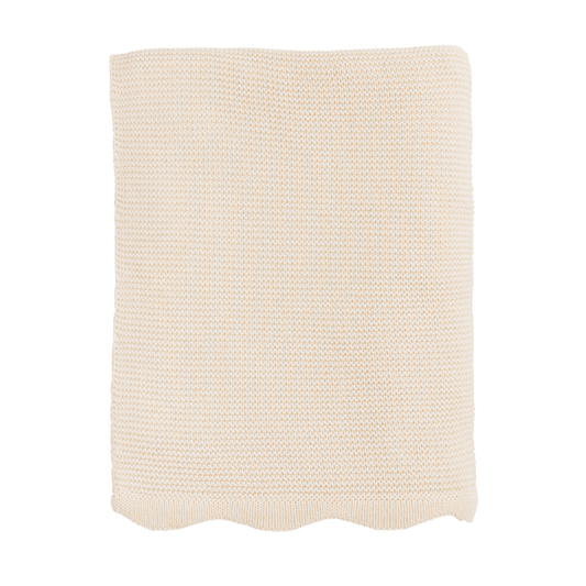 Cream Scalloped Throw Blanket - Madison's Niche