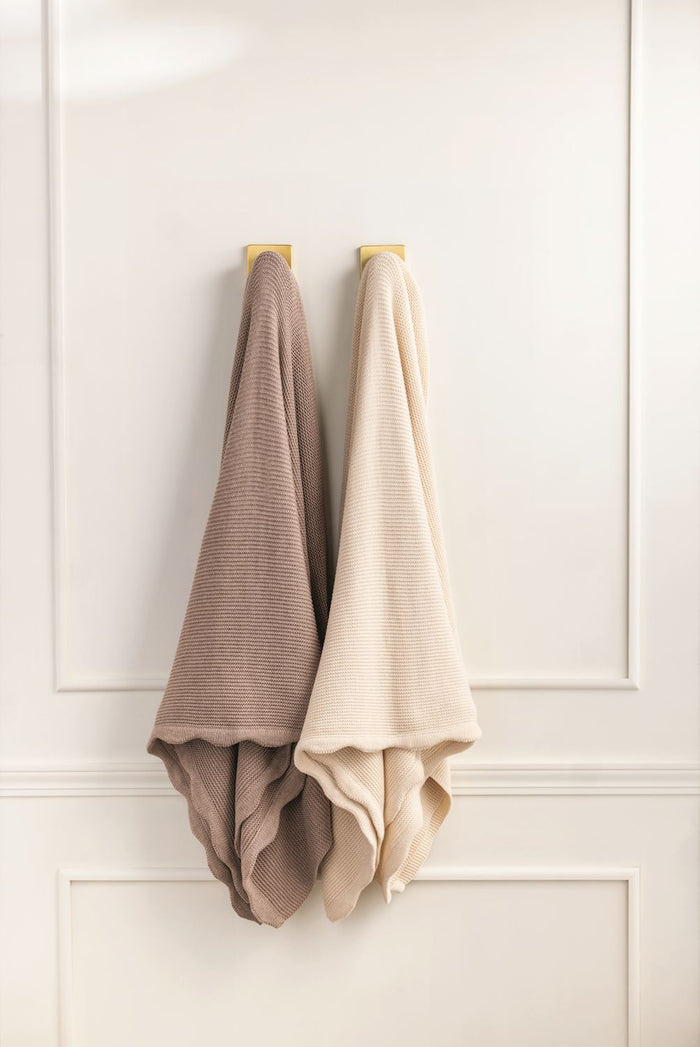 Taupe Scalloped Throw Blanket - Madison's Niche