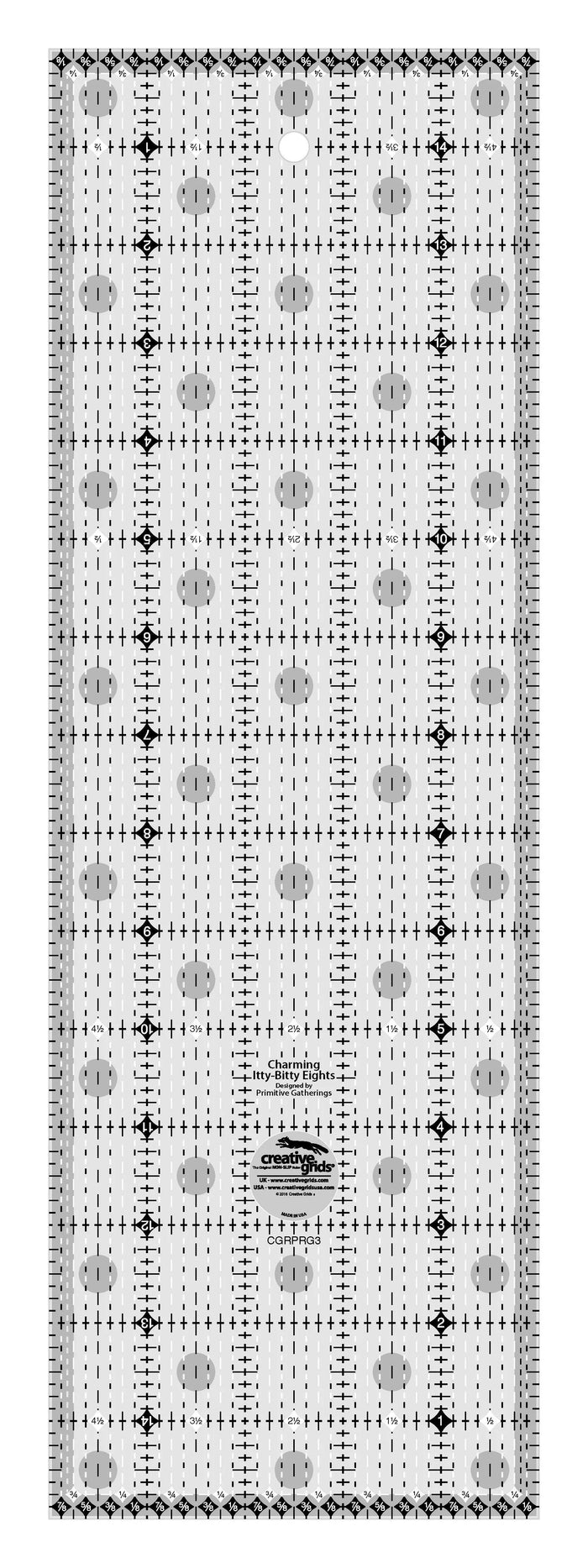 Creative Grids Charming Itty-Bitty Eights 5in x 15in Quilt Ruler
