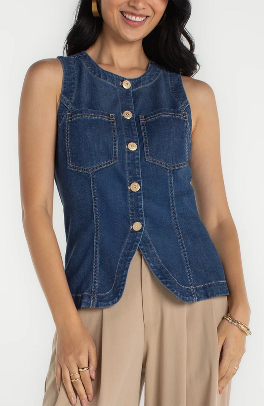 Crew Neck Split Front Vest - Madison's Niche