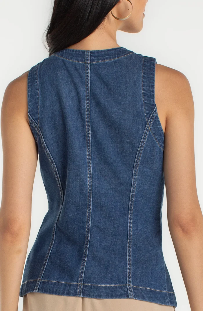 Crew Neck Split Front Vest - Madison's Niche