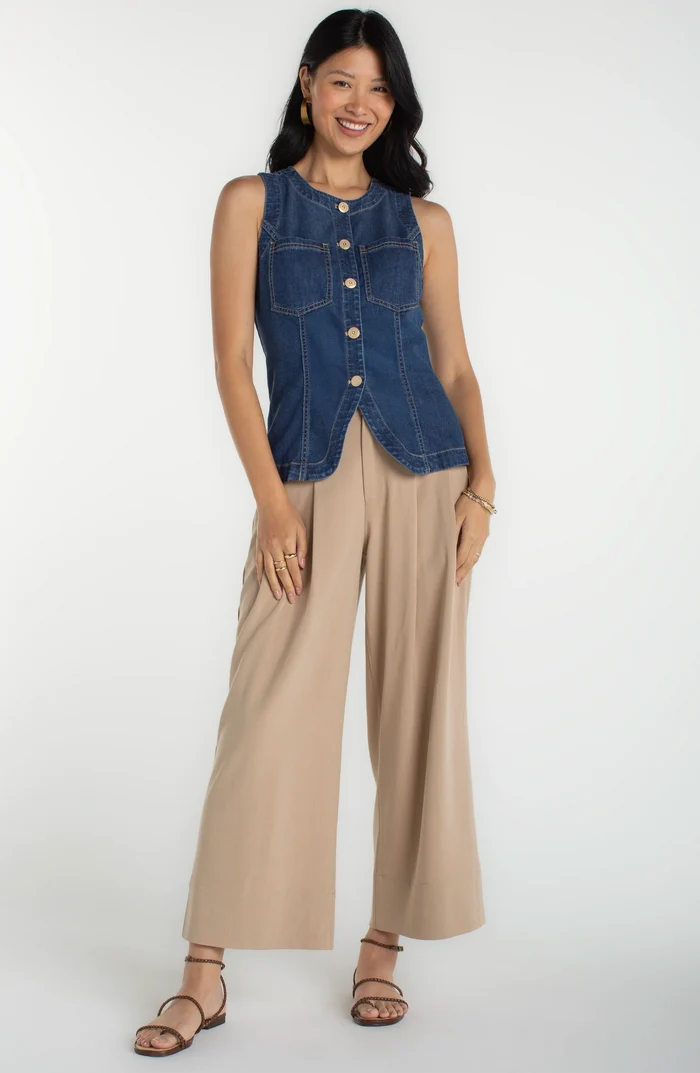 Crew Neck Split Front Vest - Madison's Niche