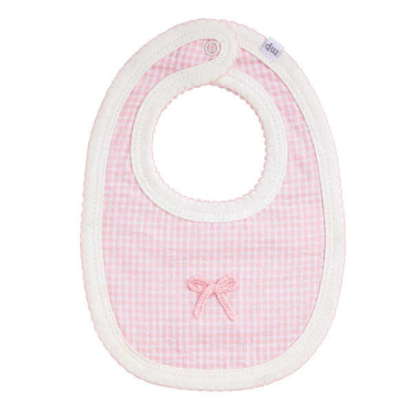 Crochet Bow Gingham Bib - Madison's Niche