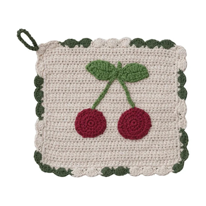 Crochet Cherries Pot Holder - Madison's Niche