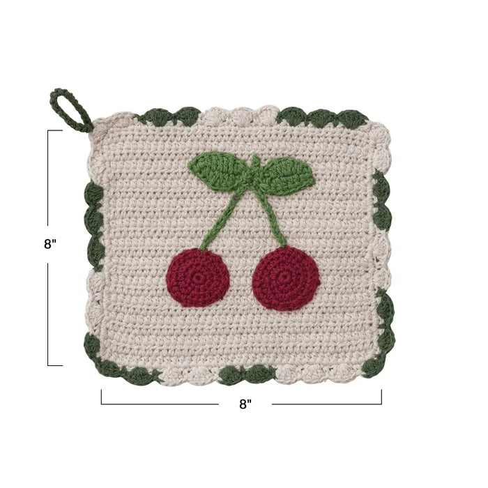 Crochet Cherries Pot Holder - Madison's Niche
