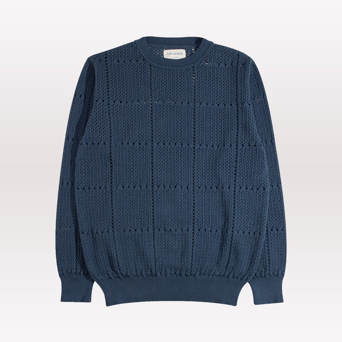 Crochet Crewneck Knit - Blue
