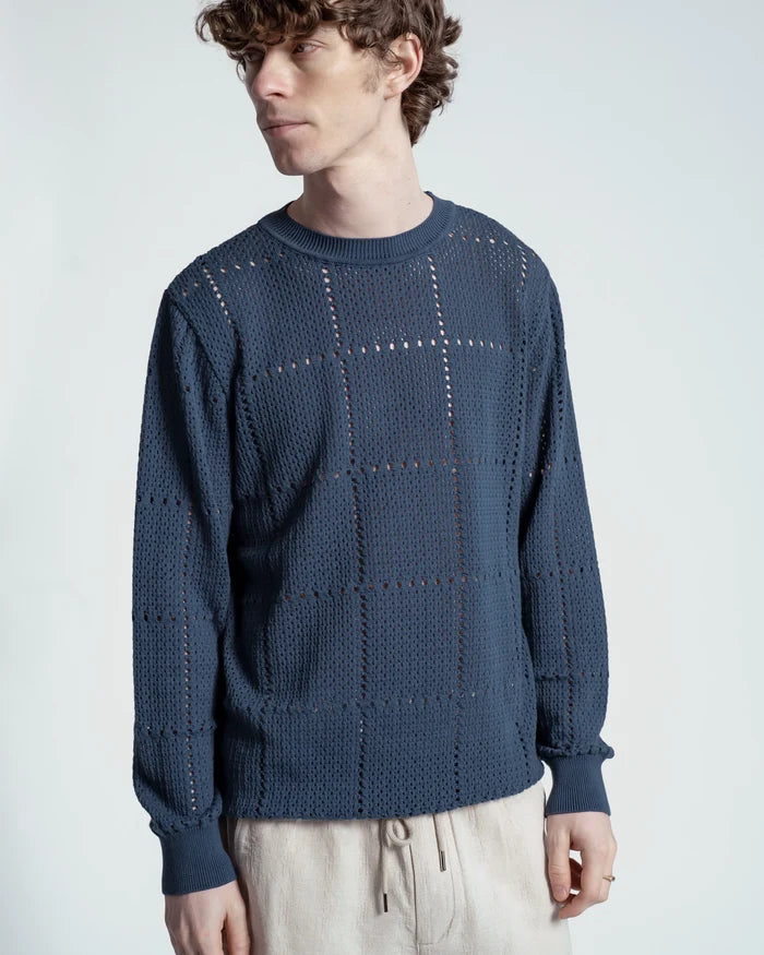 Crochet Crewneck Knit - Blue