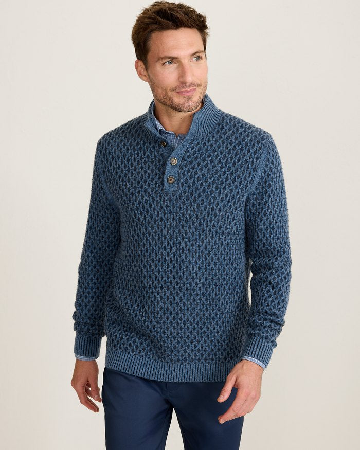 Cross Cable Button-Neck in Coastline - Madison's Niche