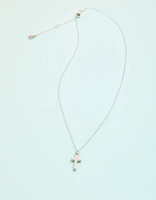 Cross Necklace 17' in Silver - Madison's Niche