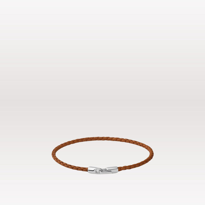 Cruz Leather Bracelet - Sterling Silver, Cognac