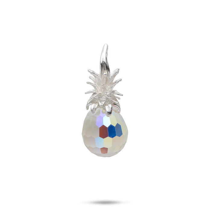 29mm Crystal Pineapple Pendant in Sterling Silver on a white background