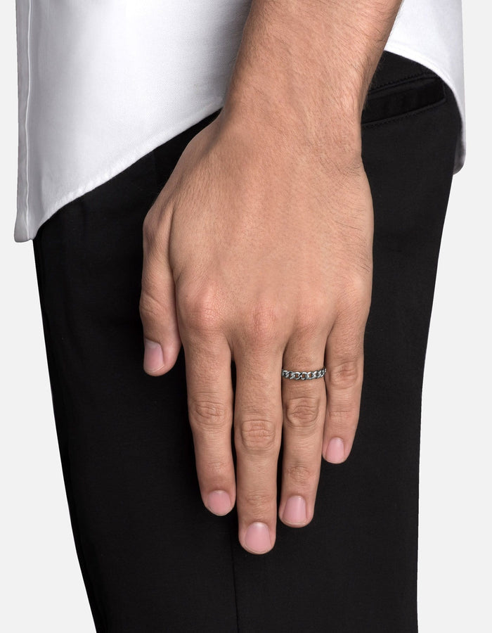 Cuban Link Ring - Sterling Silver, detail