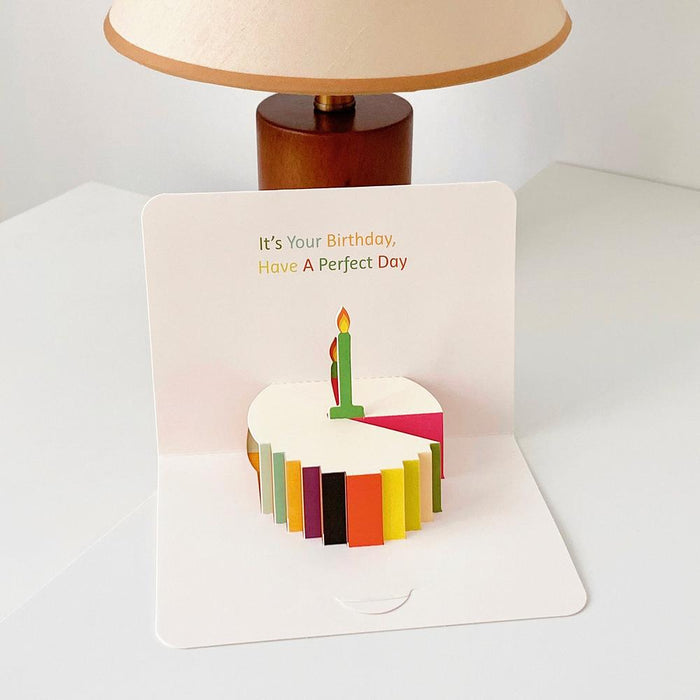 Close-up of Cute Cake Birthday Card, ideal for gifting.