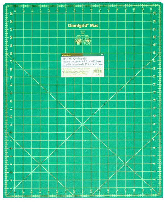 Cutting Mat Omnigrid Green with Yellow Grid 18in x 24in