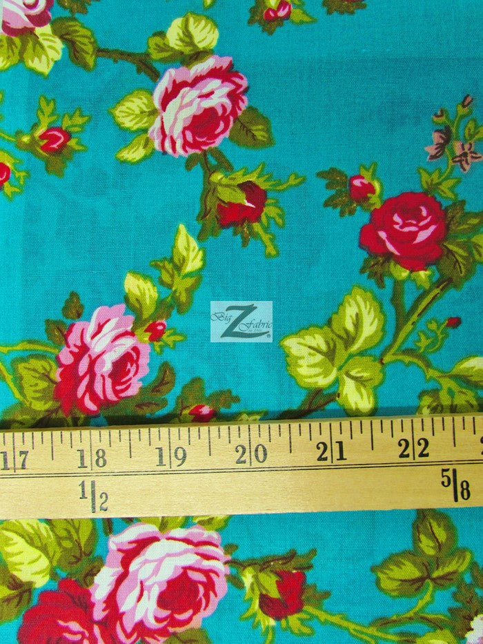 Daffodils Flower Black Poly Cotton Fabric