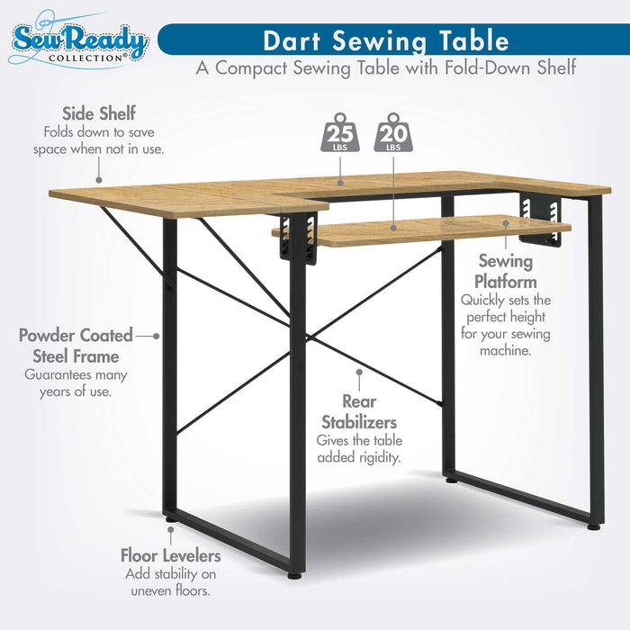 Dart Sewing Table Graphite / Ashwood