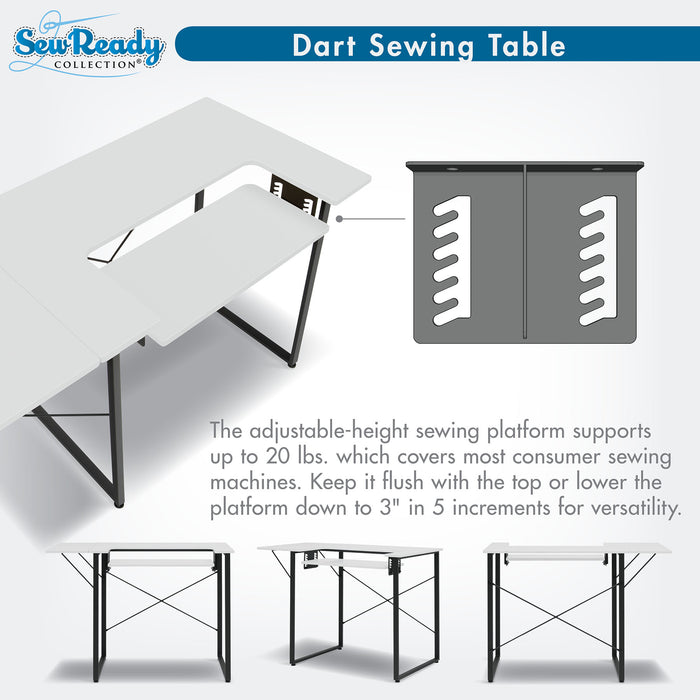 Dart Sewing Table Graphite / White