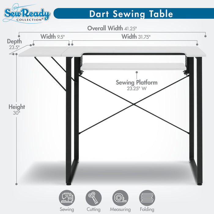 Dart Sewing Table Graphite / White