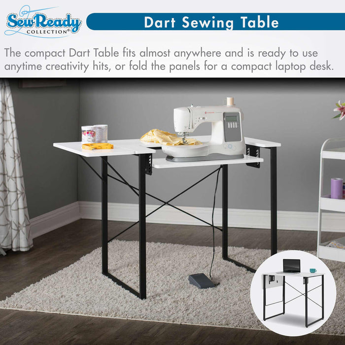 Dart Sewing Table Graphite / White