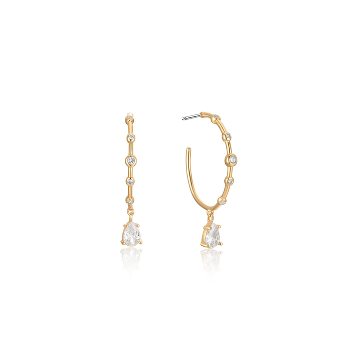 Delicate Crystal Charm Hoop Earrings - Madison's Niche