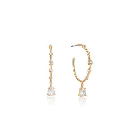 Delicate Crystal Charm Hoop Earrings - Madison's Niche