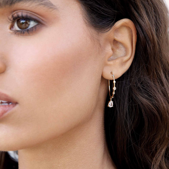 Delicate Crystal Charm Hoop Earrings - Madison's Niche