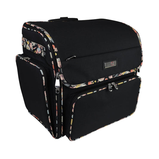 Deluxe Collapsible Rolling Craft Case, Black & Floral