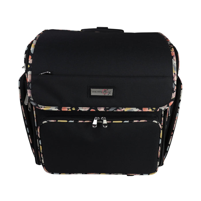 Deluxe Collapsible Rolling Craft Case, Black & Floral