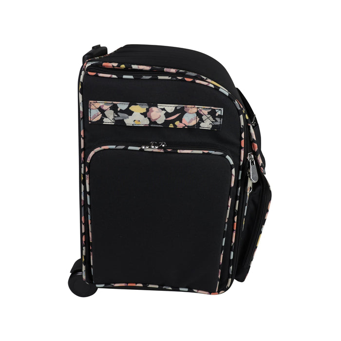 Deluxe Collapsible Rolling Craft Case, Black & Floral