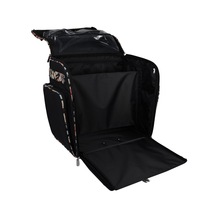 Deluxe Collapsible Rolling Craft Case, Black & Floral