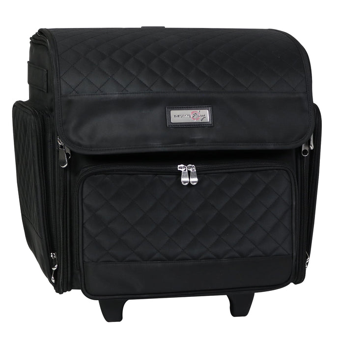 Deluxe Collapsible Rolling Craft Case, Black Quilted