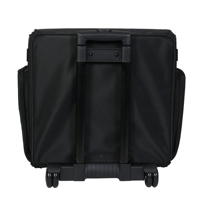Deluxe Collapsible Rolling Craft Case, Black Quilted
