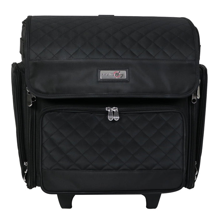 Deluxe Collapsible Rolling Craft Case, Black Quilted