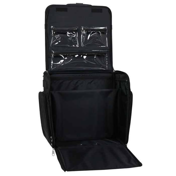 Deluxe Collapsible Rolling Craft Case, Black Quilted