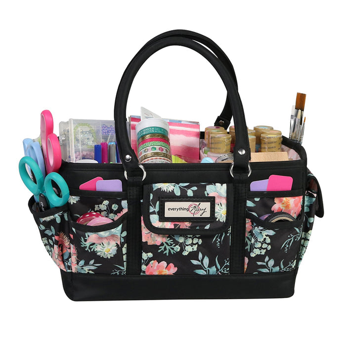Deluxe Store & Tote Craft Organizer, Black & Floral