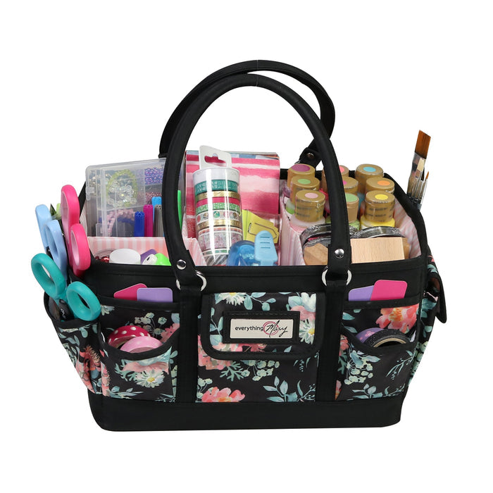Deluxe Store & Tote Craft Organizer, Black & Floral
