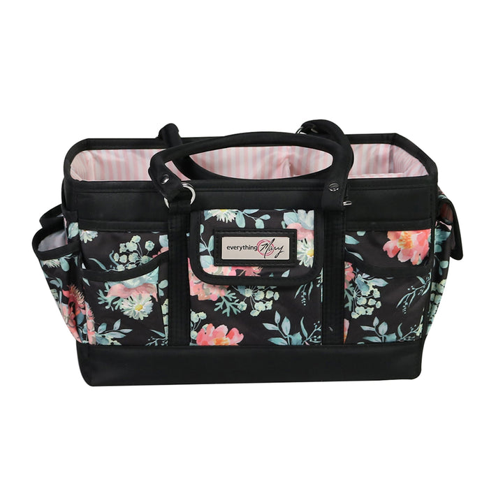 Deluxe Store & Tote Craft Organizer, Black & Floral