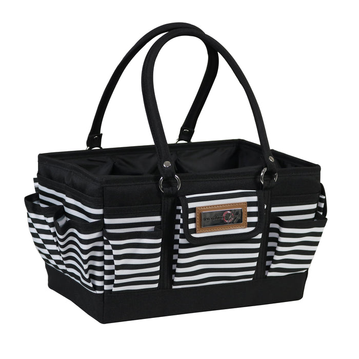 Deluxe Store & Tote Craft Organizer, Black & White Stripes