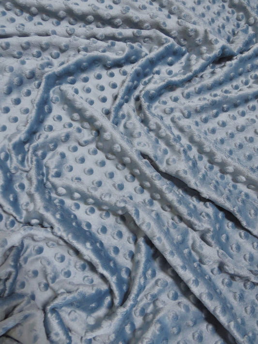 Denim Blue Minky Dimple Dot Baby Soft Fabric / Sold By The Yard