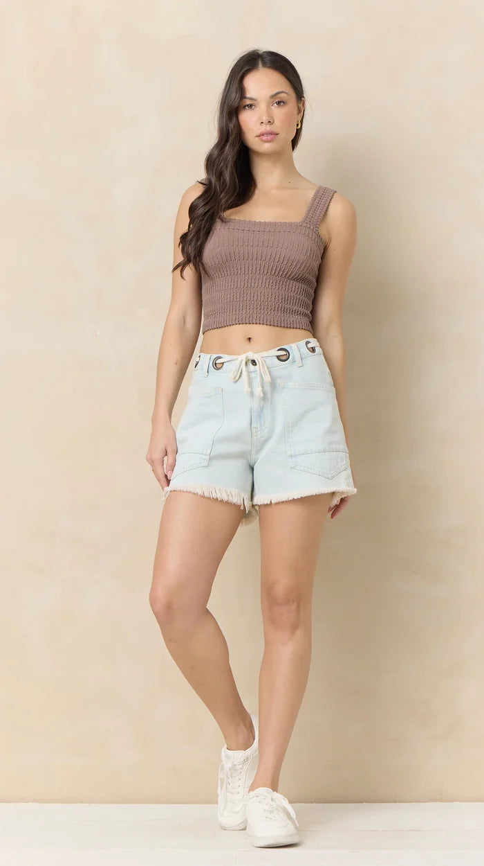 Denim Shorts with Grommets - Madison's Niche