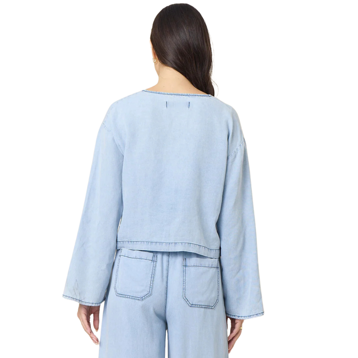 Denim Tencel Tie Front Top - Madison's Niche