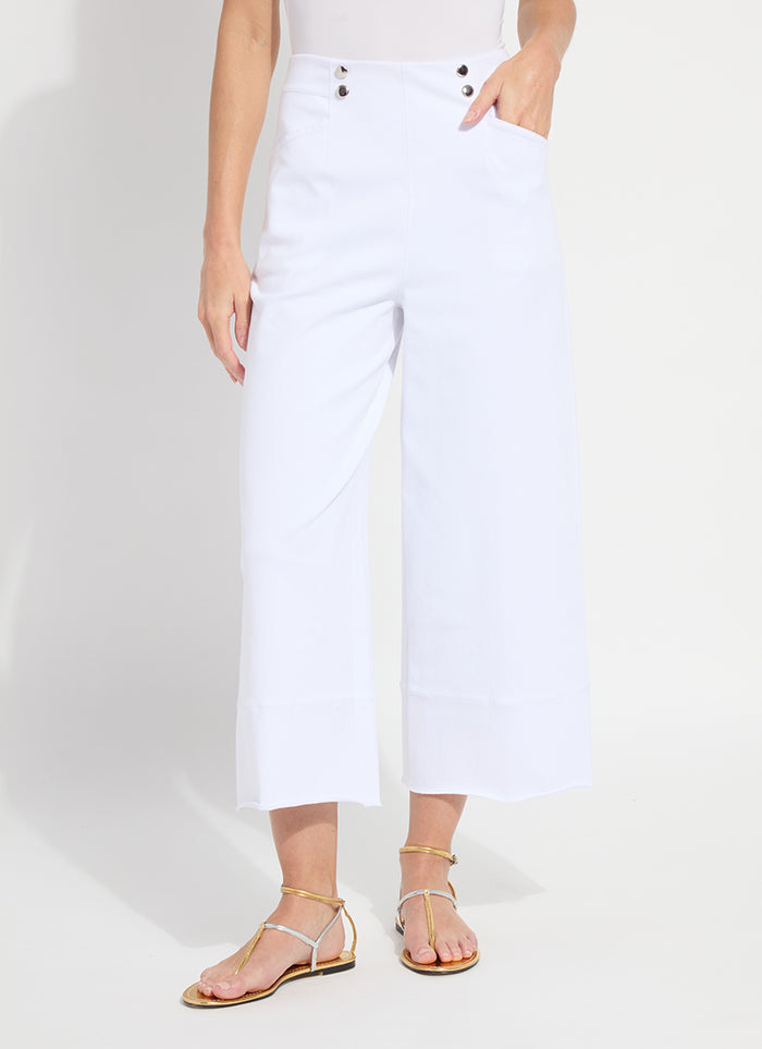 Dion Sailor Crop Palazzo Denim in White - Madison's Niche
