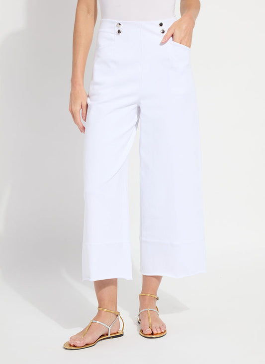 Dion Sailor Crop Palazzo Denim in White - Madison's Niche