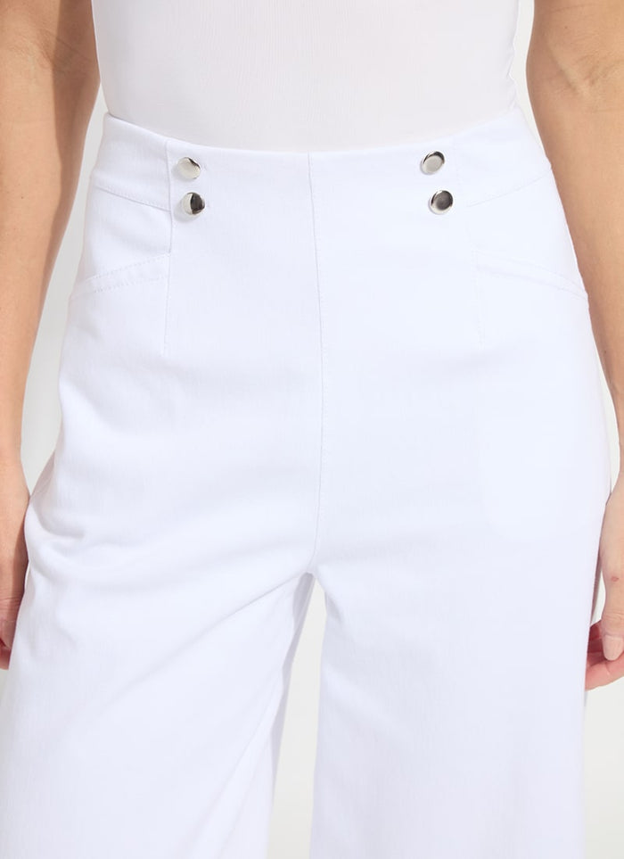 Dion Sailor Crop Palazzo Denim in White - Madison's Niche