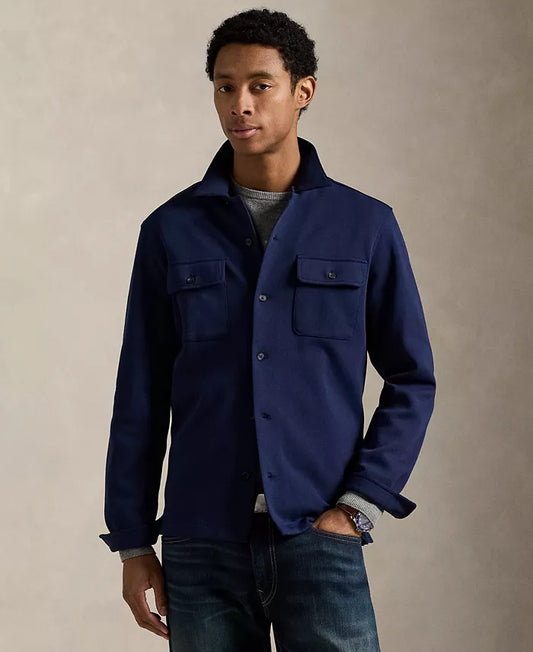 Double Knit Camp Shirt in Navy - Madison's Niche