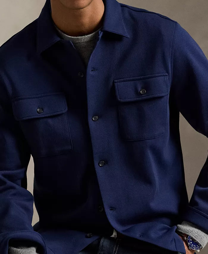 Double Knit Camp Shirt in Navy - Madison's Niche
