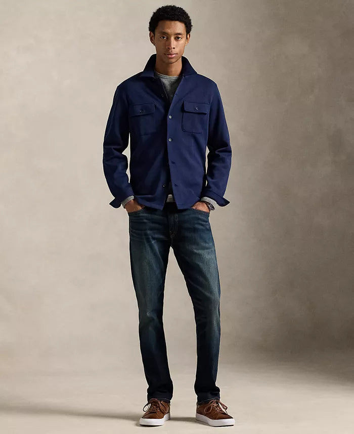 Double Knit Camp Shirt in Navy - Madison's Niche