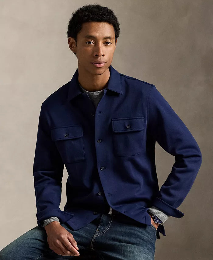 Double Knit Camp Shirt in Navy - Madison's Niche