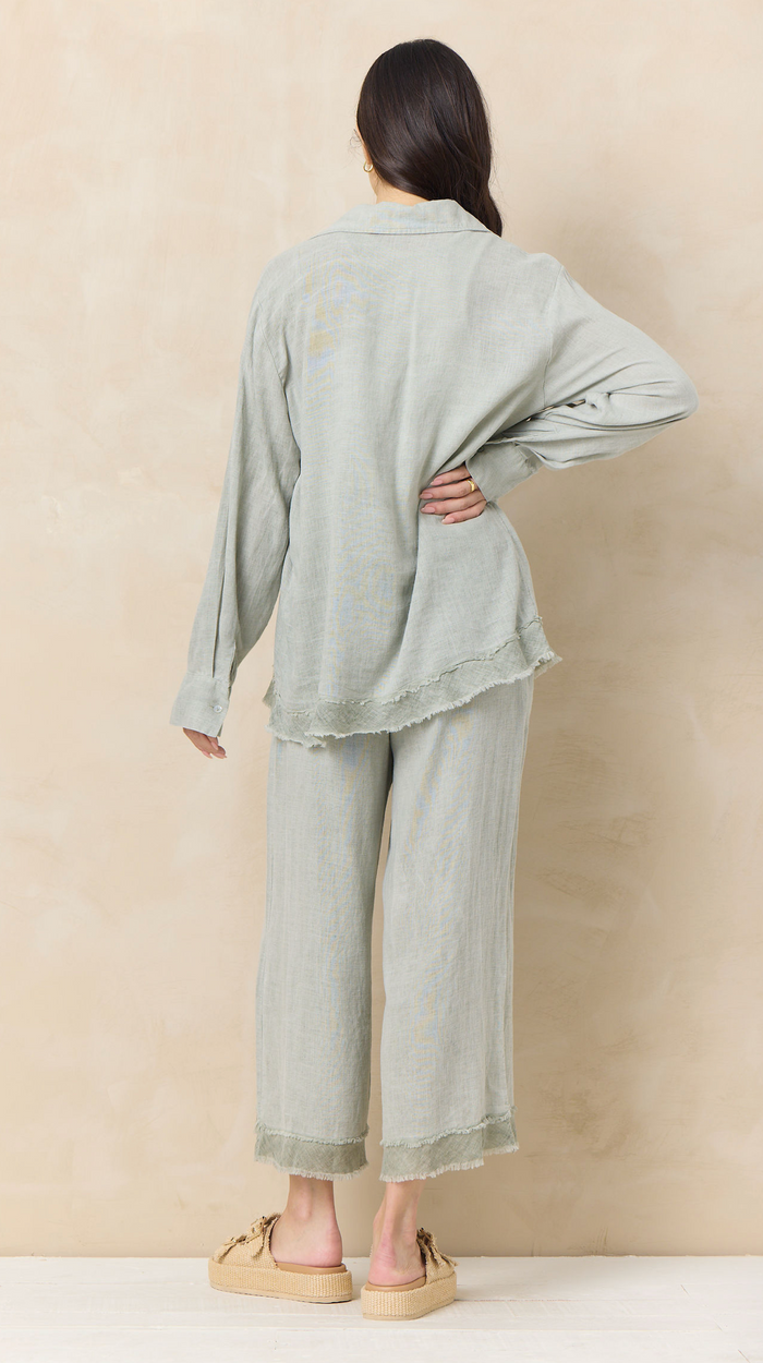 Drapy Linen Flowy Pant in Sage - Madison's Niche