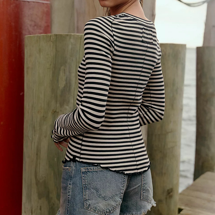 Easy Does It Striped Tee in Black